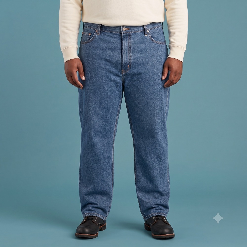Levi's 550 Relaxed Fit Tapered Leg Jeans Mens 50x30 Medium Wash Blue Denimā EUC